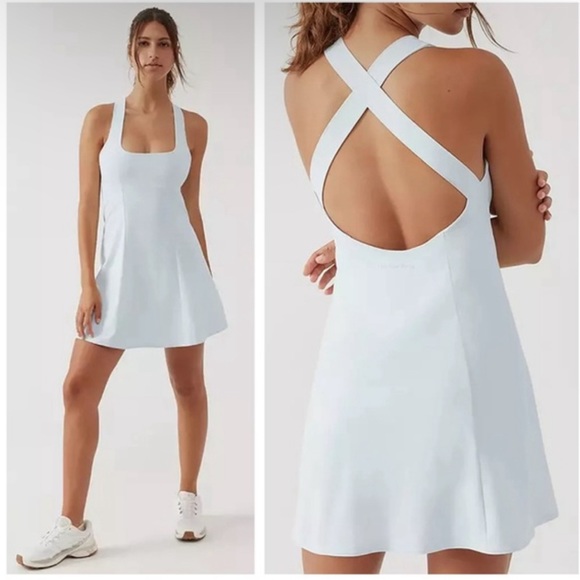 Outdoor Voices Dresses & Skirts - ❌SOLD❌NWT Outdoor Voices Cross Back Dress Built In Shorts In Ice Melts Blue